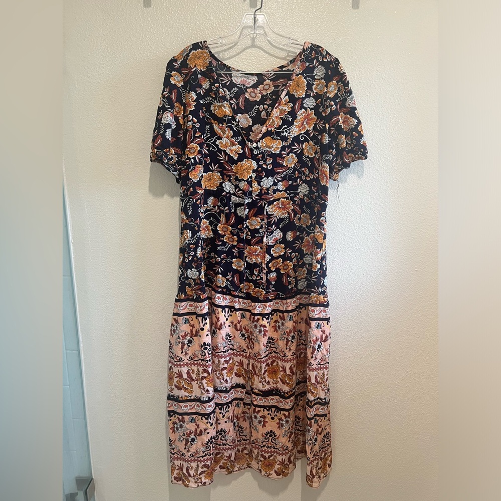 Navy Blush Floral Dress